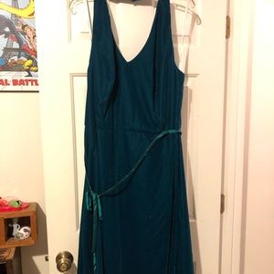 Teal velvet halter dress